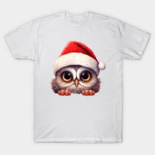 Christmas Peeking Baby Owl T-Shirt